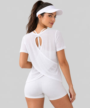 Avensai AeroChill Open-Back Workout Tee - White