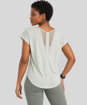 Avensai AeroChill Mesh-Back Workout Tee - Kale Green