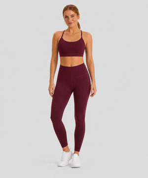 Avensai CloudSoft Y-Back Padded Sports Bra, A/B Cup, Purple - Red Merlot