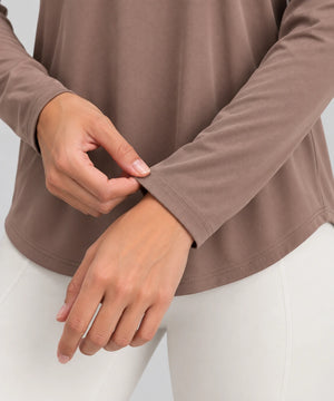 Avensai AeroChill Mesh-Back Long Sleeve Workout Top - Brown