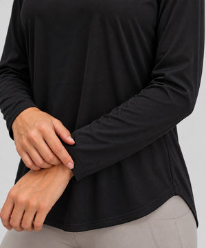 Avensai AeroChill Mesh-Back Long Sleeve Workout Top - Black