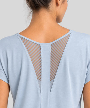 Avensai AeroChill Mesh-Back Workout Tee - Blue Grey