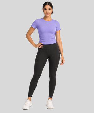 Avensai SculptRib Ruched Crop Workout Top - Lavender Purple