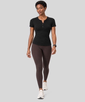 Avensai ModalSoft Henley Workout Tee - Black