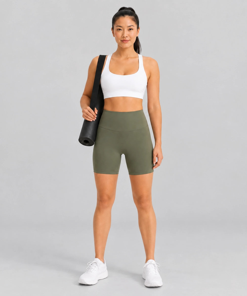 Avensai BareForm No-Front-Seam Biker Shorts, 8″ - Green Grey