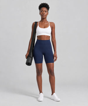 Avensai BareForm No-Front-Seam Biker Shorts, 8″ - Navy Blue