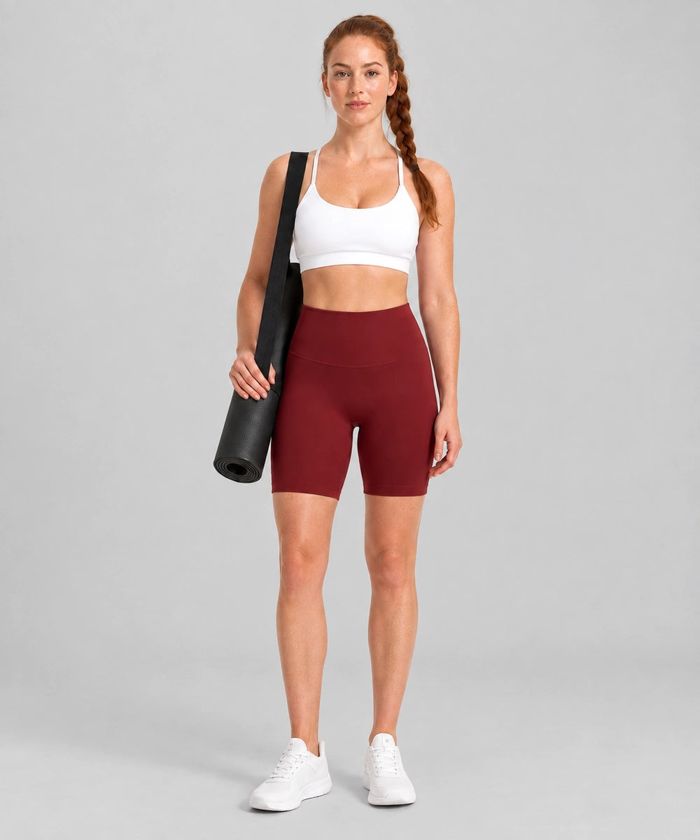 Avensai BareForm No-Front-Seam Biker Shorts, 8″ - Red Merlot