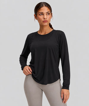 Avensai AeroChill Mesh-Back Long Sleeve Workout Top - Black