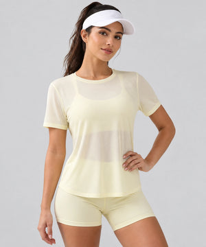 Avensai AeroChill Open-Back Workout Tee - Dancing Yellow