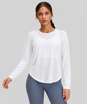 Avensai AeroChill Mesh-Back Long Sleeve Workout Top - White