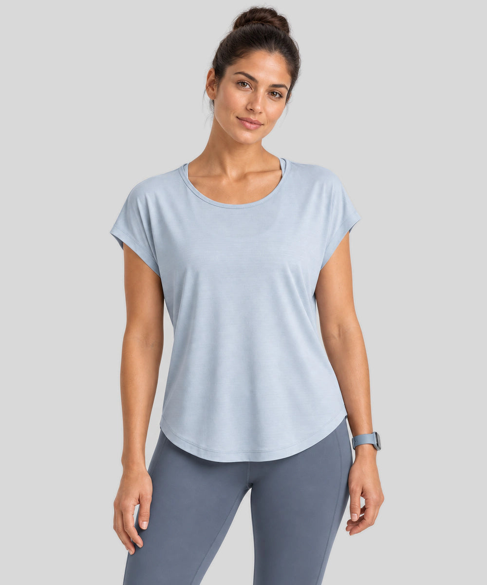 Avensai AeroChill Mesh-Back Workout Tee - Blue Grey