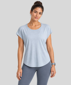 Avensai AeroChill Mesh-Back Workout Tee - Blue Grey