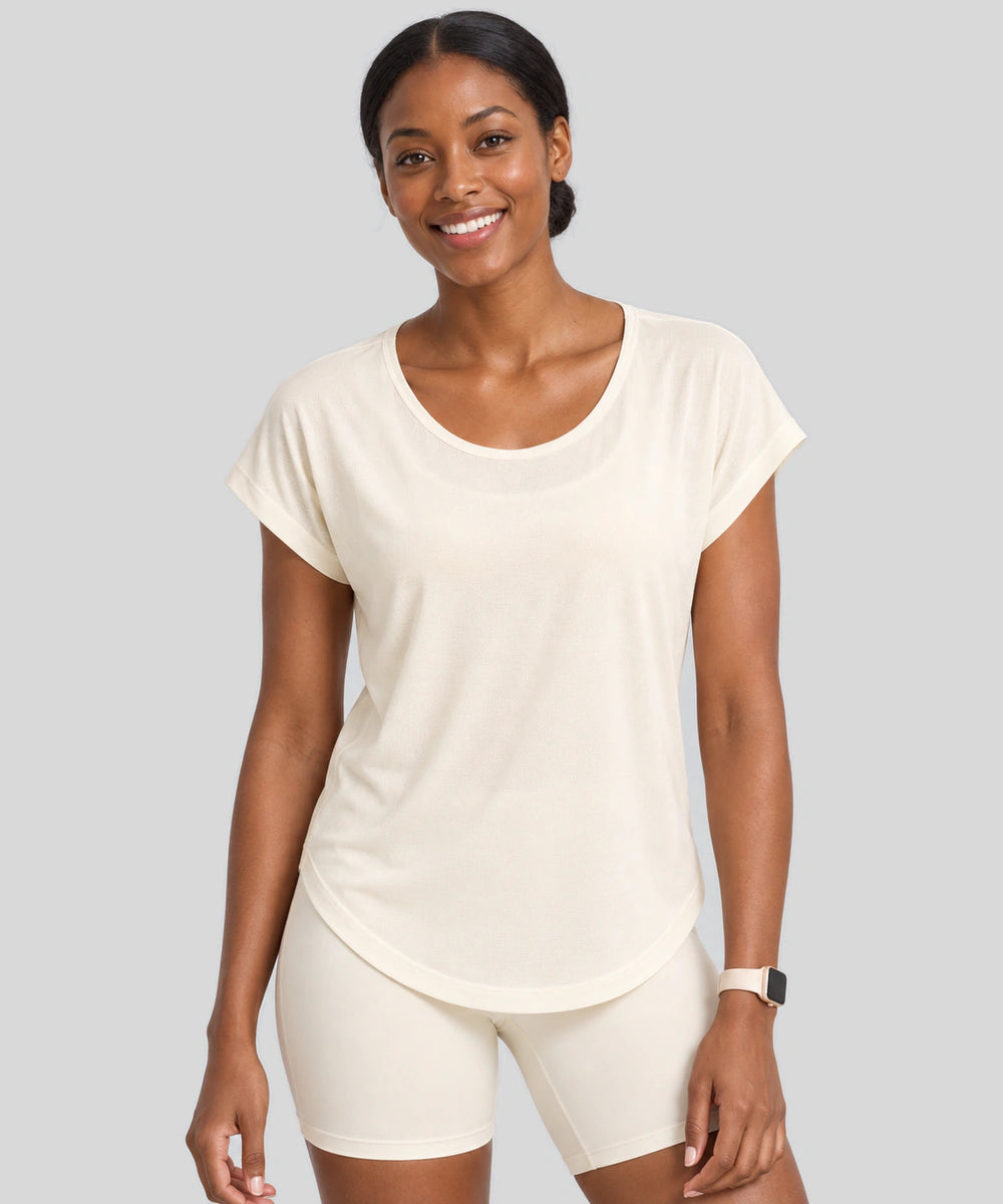 Avensai AeroChill Mesh-Back Workout Tee - White