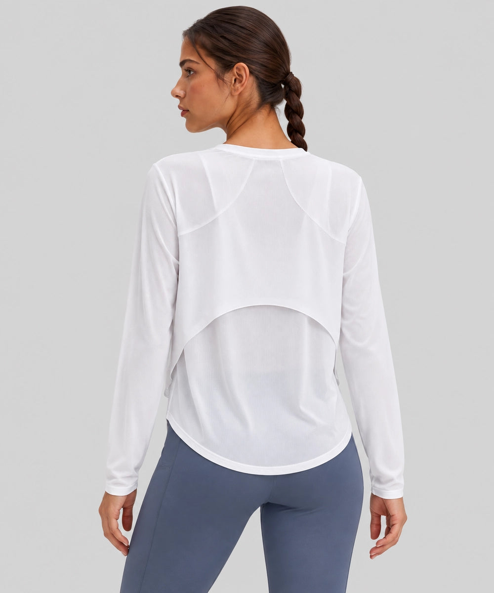 Avensai AeroChill Mesh-Back Long Sleeve Workout Top - White