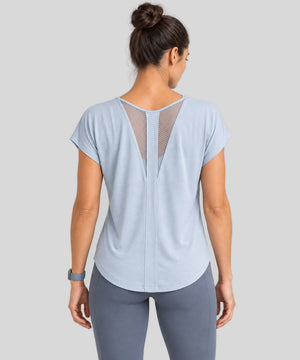 Avensai AeroChill Mesh-Back Workout Tee - Blue Grey