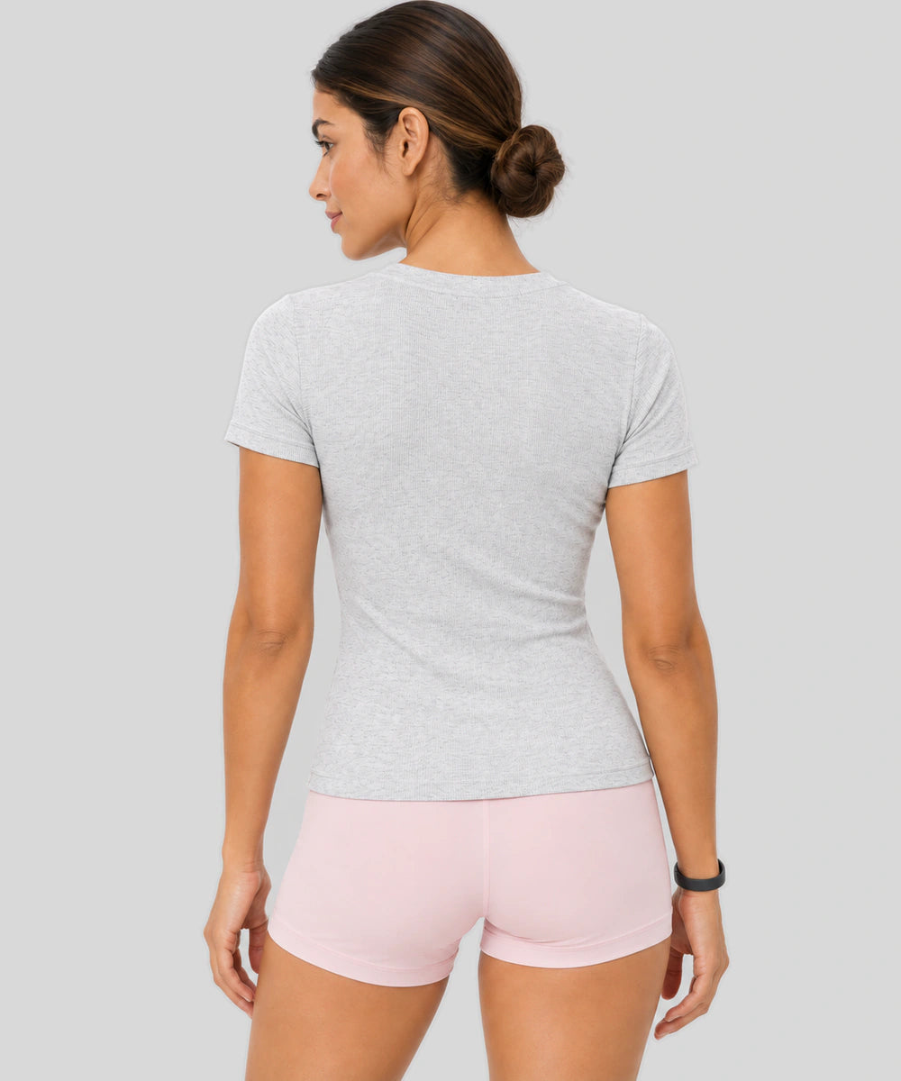 Avensai ModalSoft Henley Workout Tee - Solar Grey
