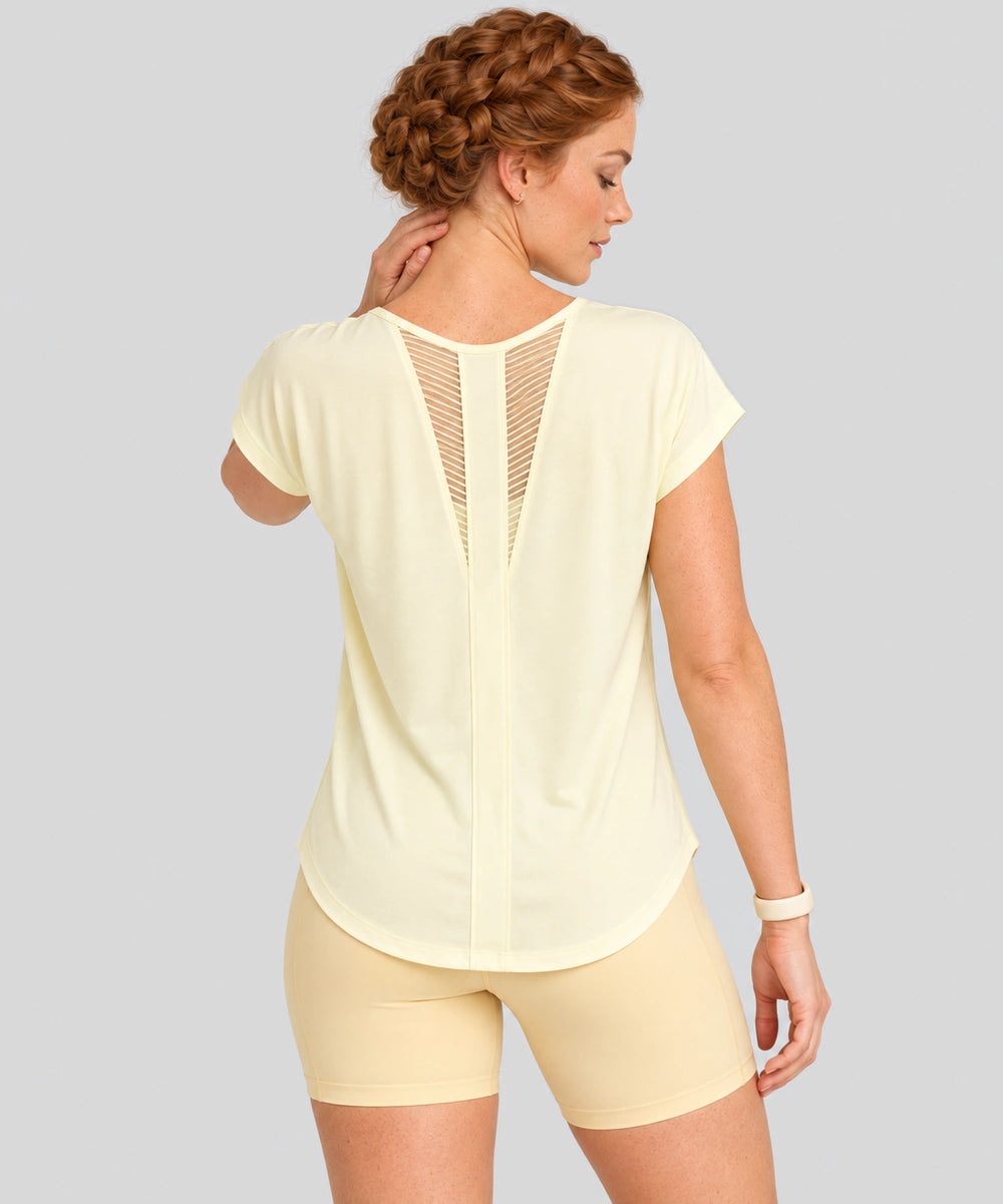 Avensai AeroChill Mesh-Back Workout Tee - Dancing Yellow