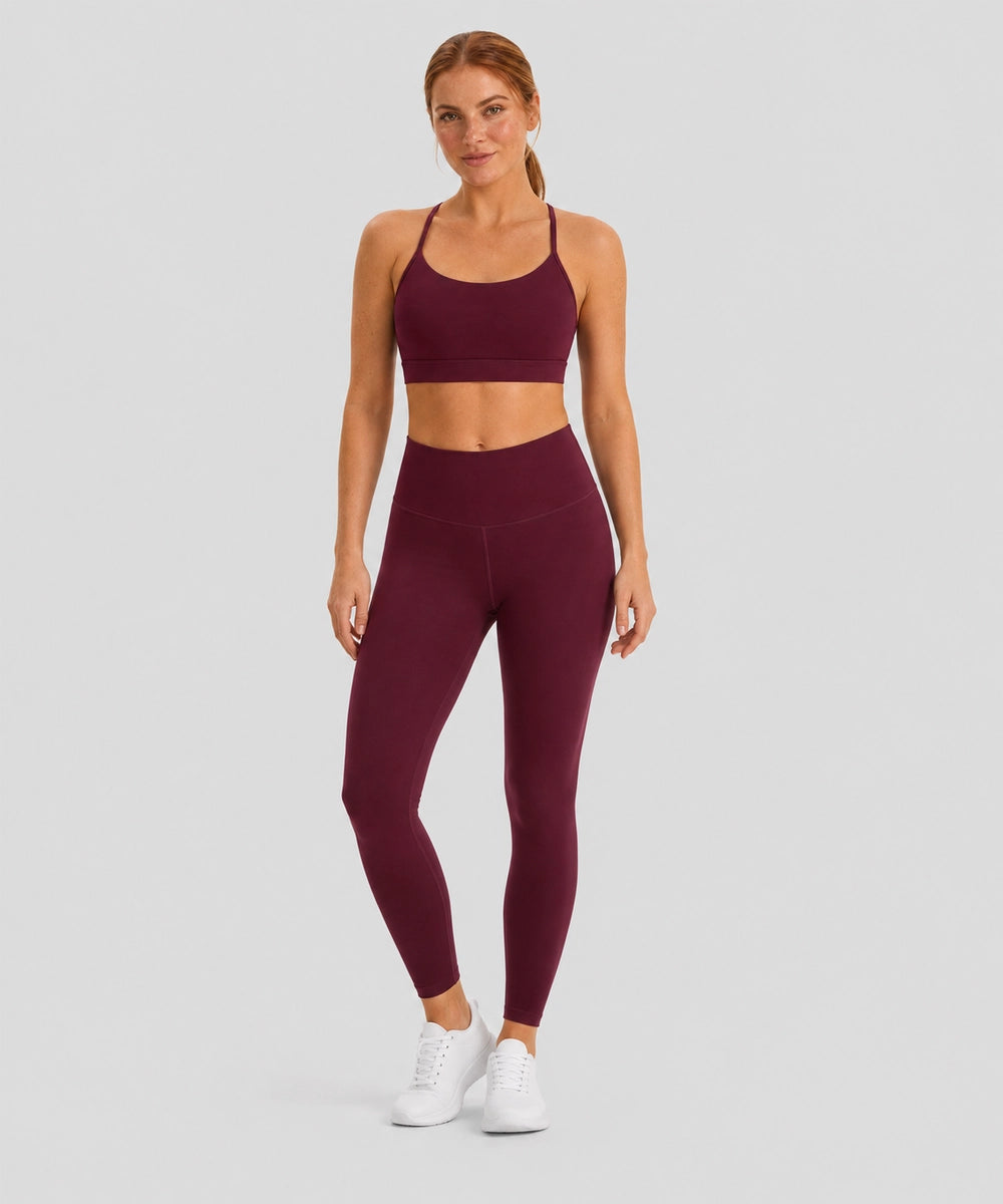Avensai CloudSoft Y-Back Padded Sports Bra, A/B Cup, Purple - Red Merlot