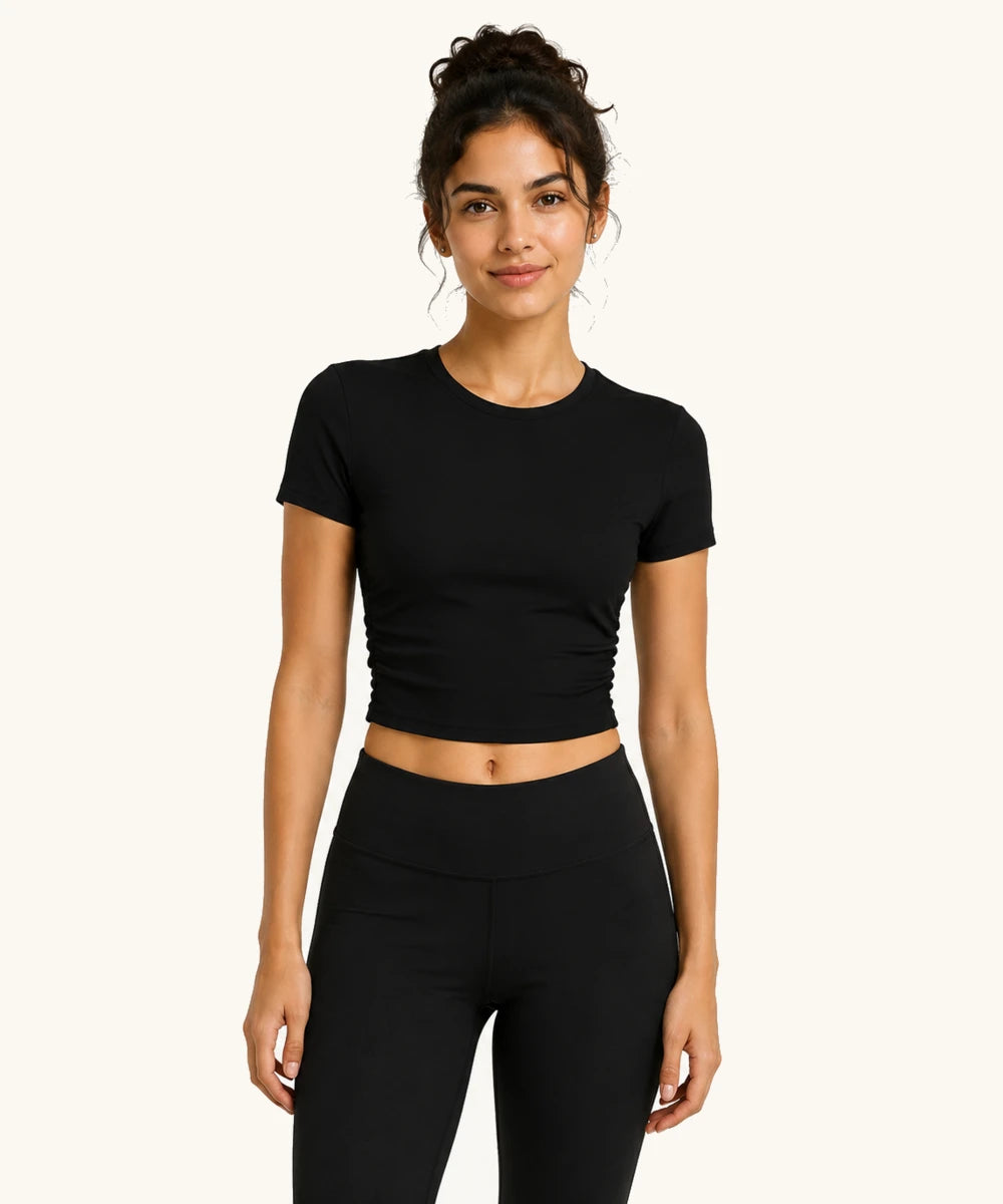Avensai SculptRib Ruched Crop Workout Top