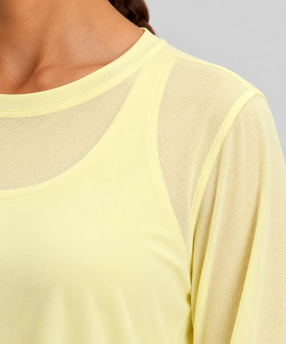 Avensai AeroChill Mesh-Back Long Sleeve Workout Top - Dancing Yellow