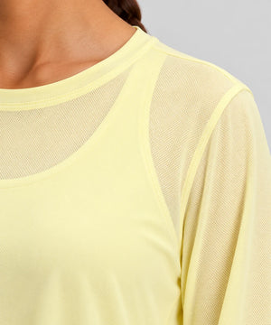 Avensai AeroChill Mesh-Back Long Sleeve Workout Top - Dancing Yellow