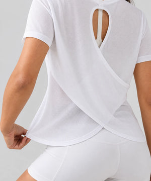 Avensai AeroChill Open-Back Workout Tee - White