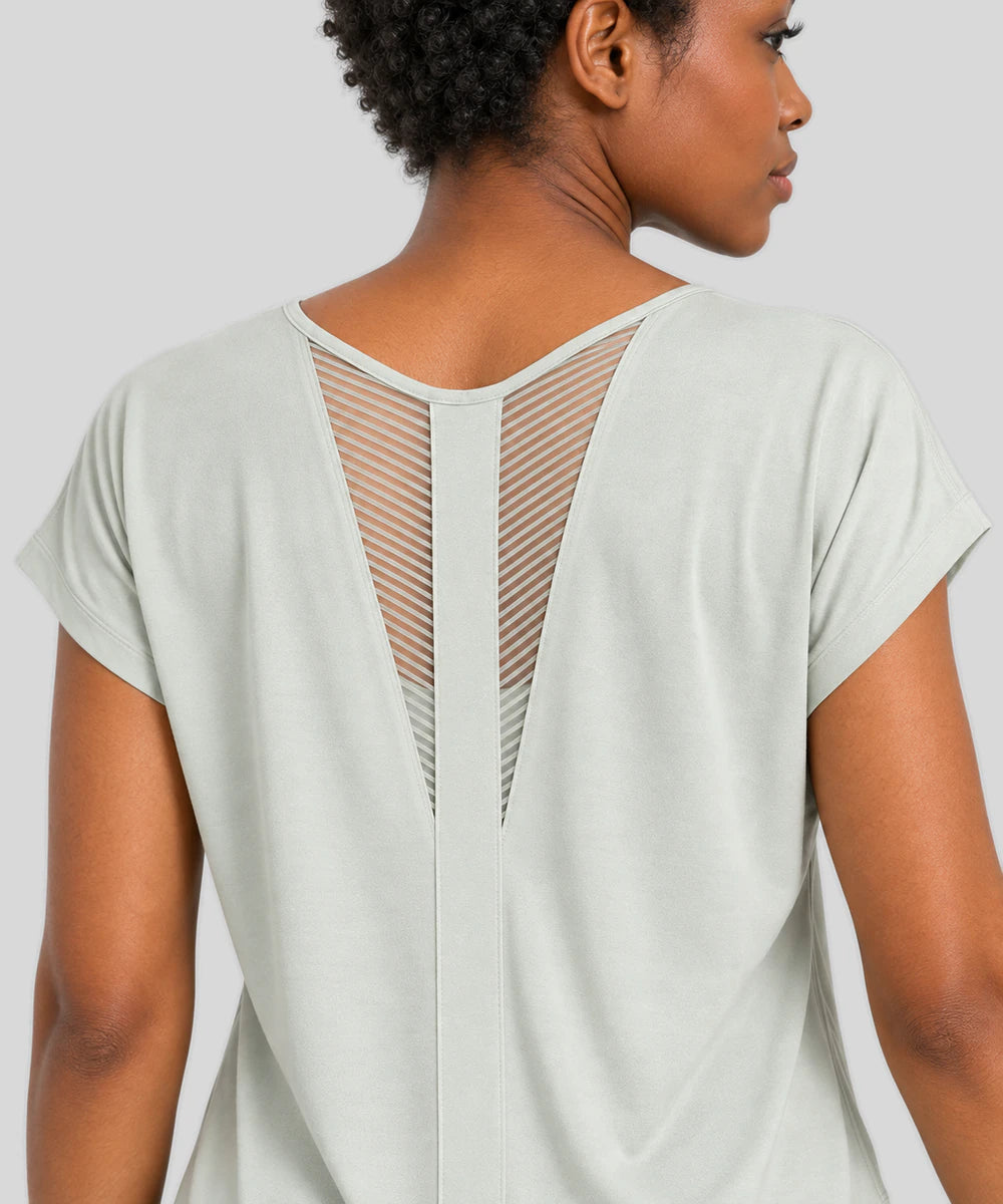 Avensai AeroChill Mesh-Back Workout Tee - Kale Green