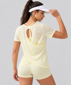 Avensai AeroChill Open-Back Workout Tee - Dancing Yellow