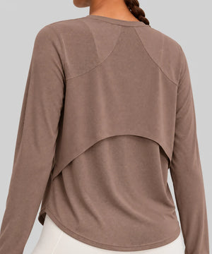Avensai AeroChill Mesh-Back Long Sleeve Workout Top - Brown