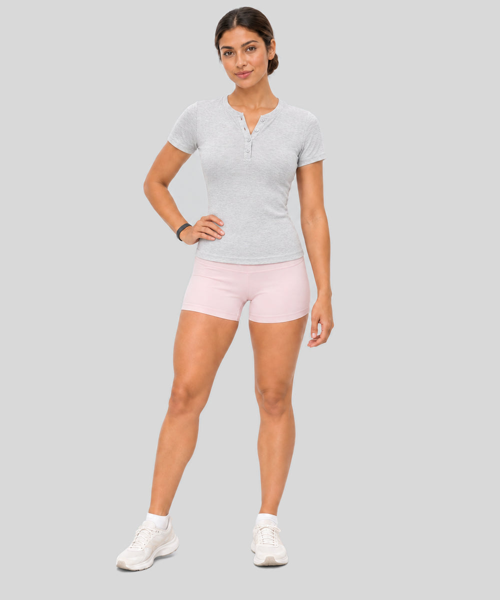 Avensai ModalSoft Henley Workout Tee - Solar Grey
